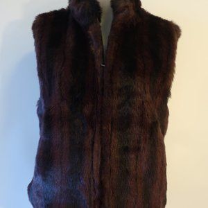 Womens Coaco New York Burgundy, Black Faux Fur Reversible Vest M